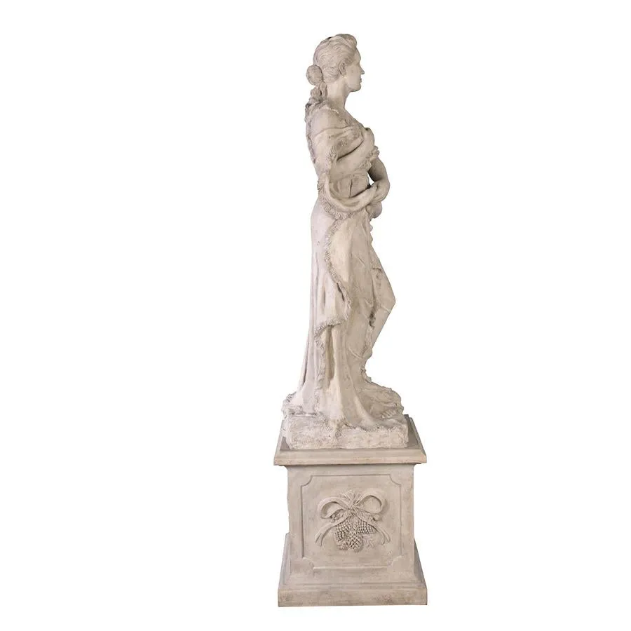 Design Toscano- The Four Goddesses of the Seasons Statue: Winter Statue & Plinth