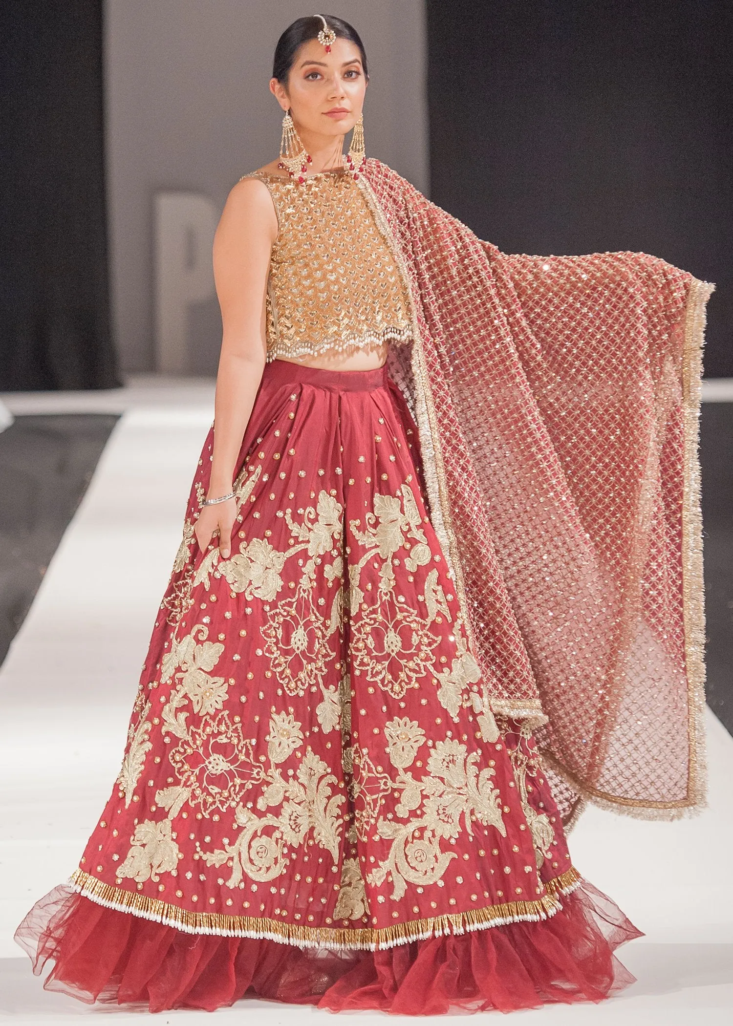 Designer red Indian bridal dress with beautiful embroidered work # B3348