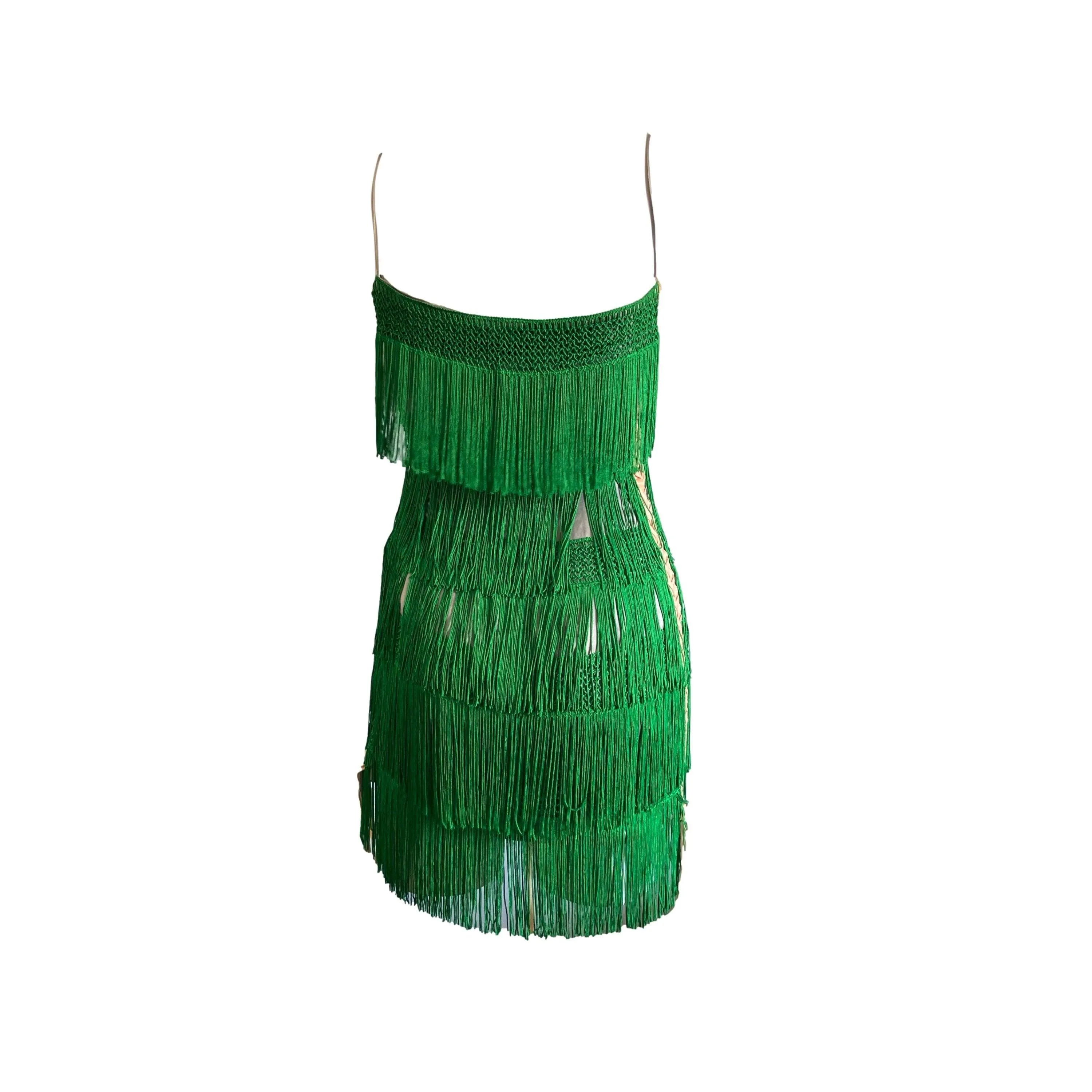 Dolce & Gabbana Green Fringe Dress