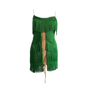Dolce & Gabbana Green Fringe Dress