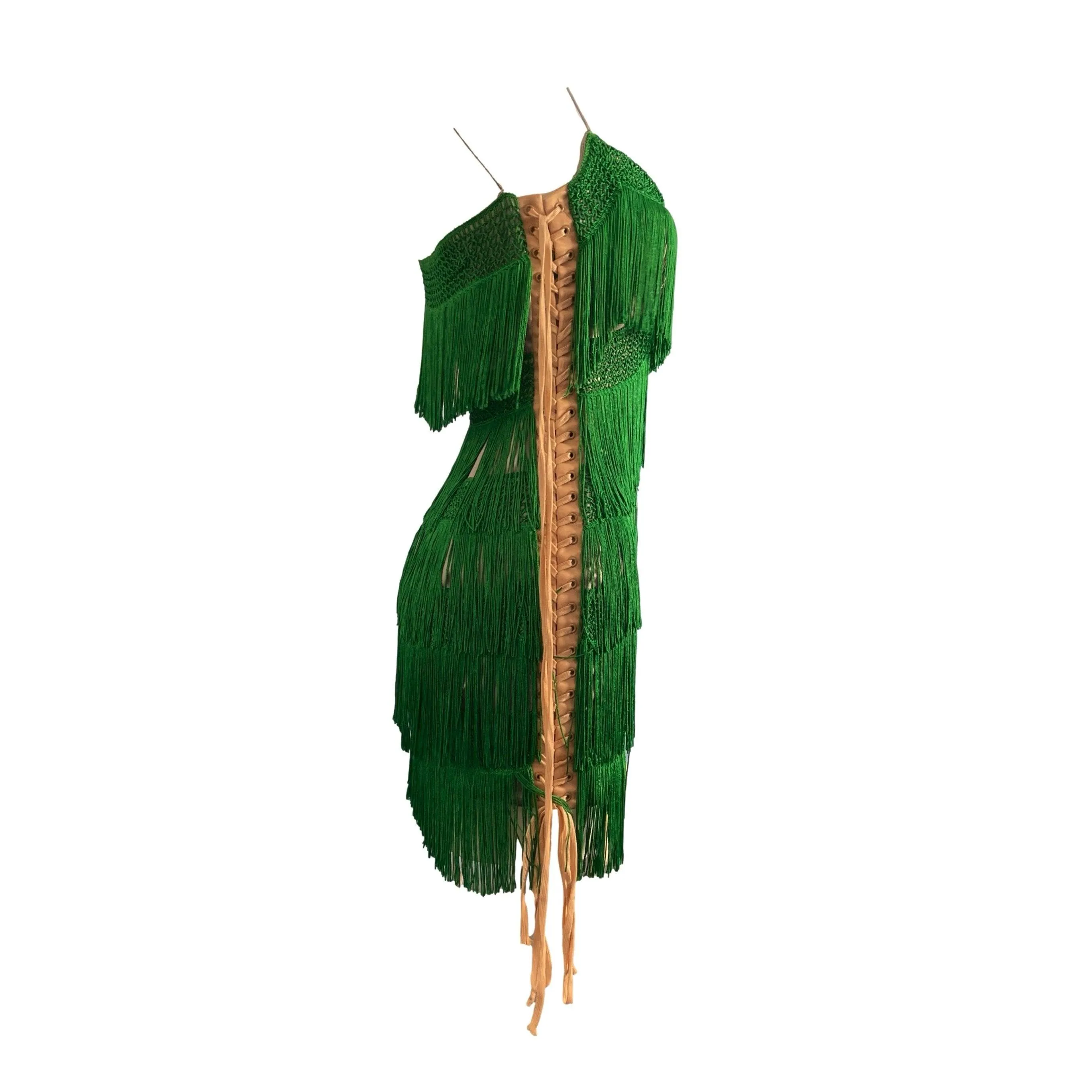 Dolce & Gabbana Green Fringe Dress