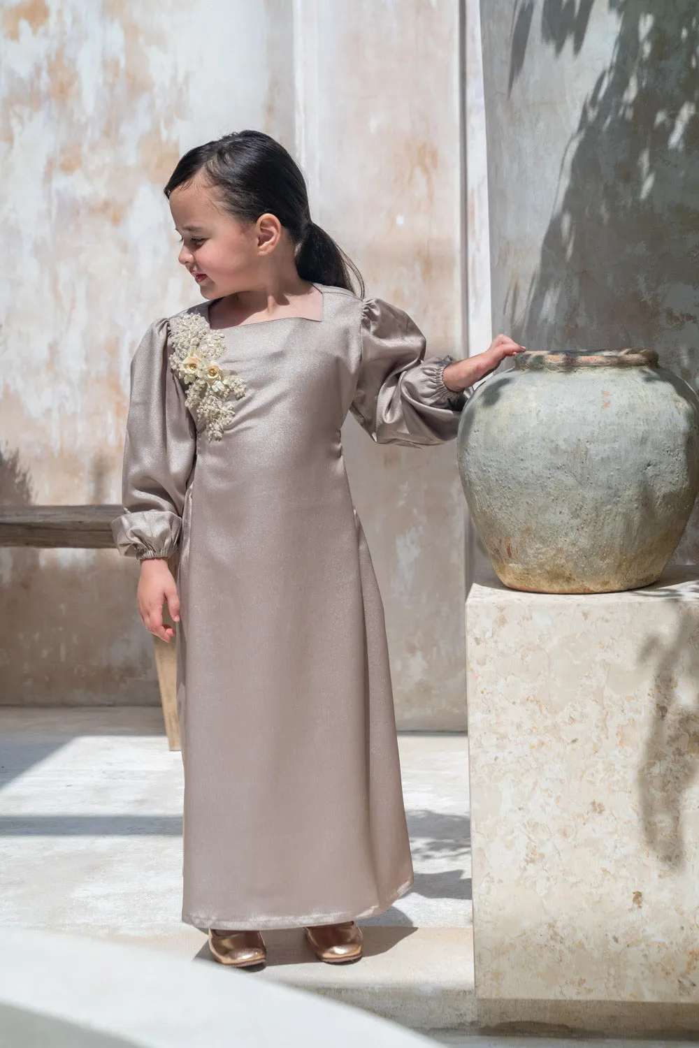 Dusky Pearl Embellished Kids Abaya