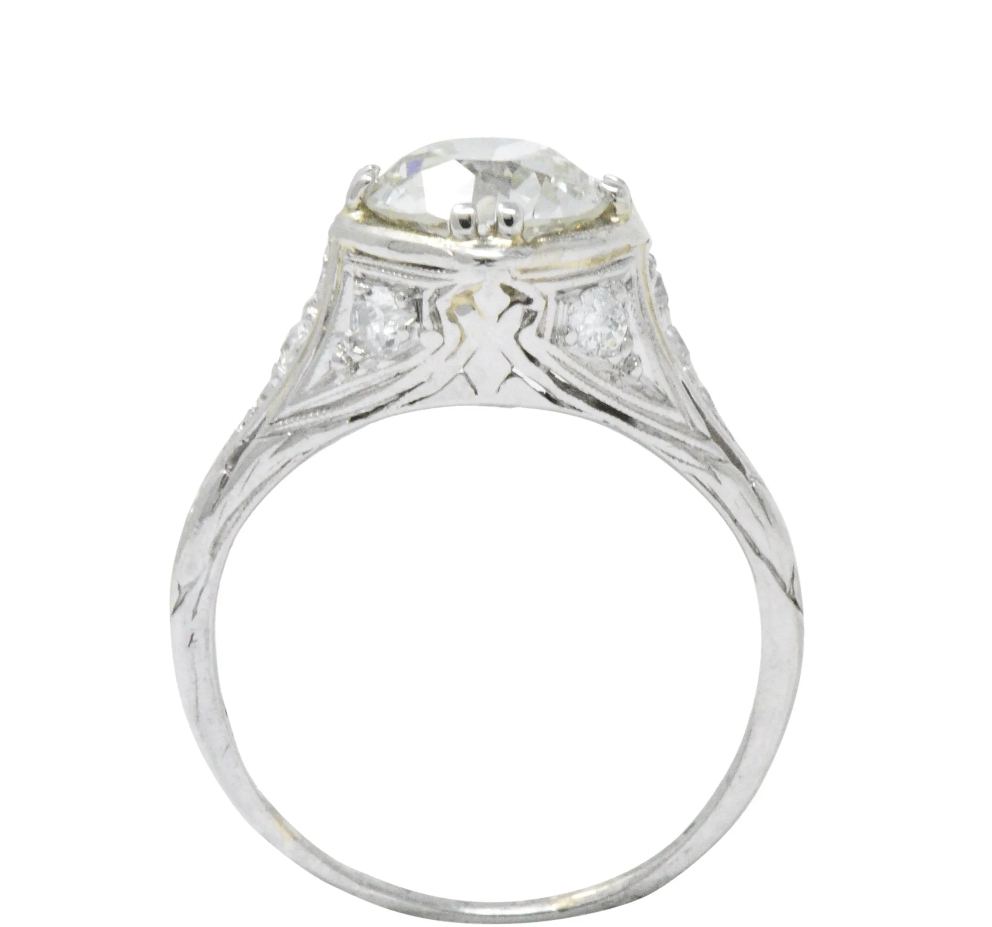 Early Retro 1.76 CTW Old European Diamond Platinum Engagement Ring GIA