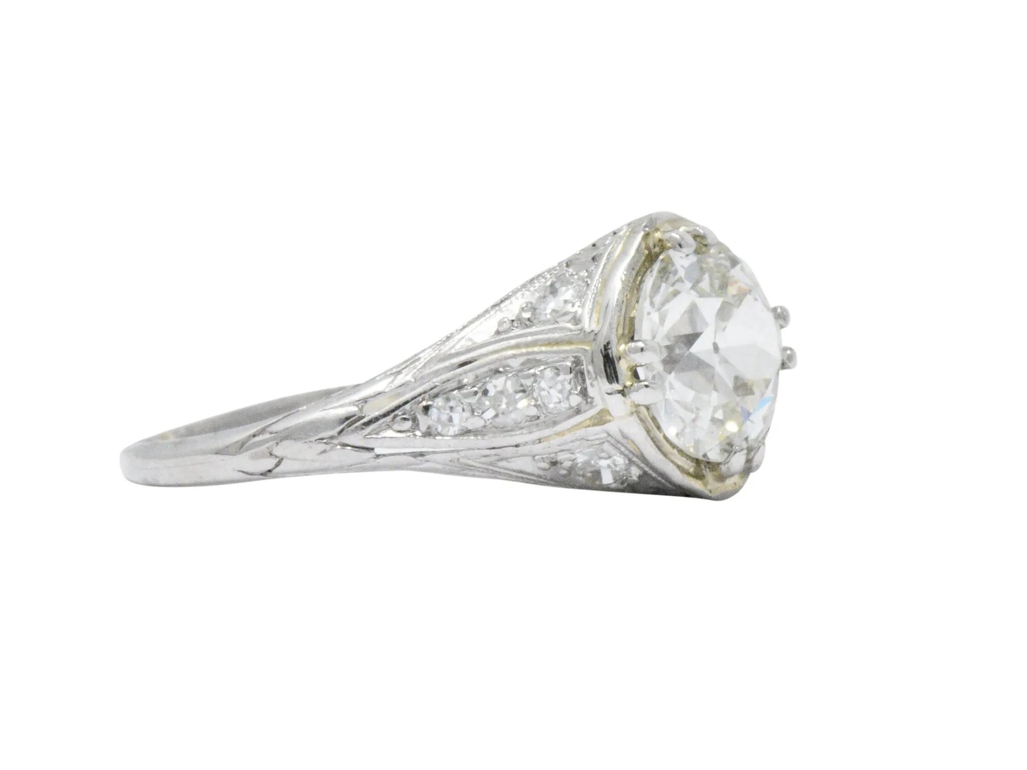 Early Retro 1.76 CTW Old European Diamond Platinum Engagement Ring GIA