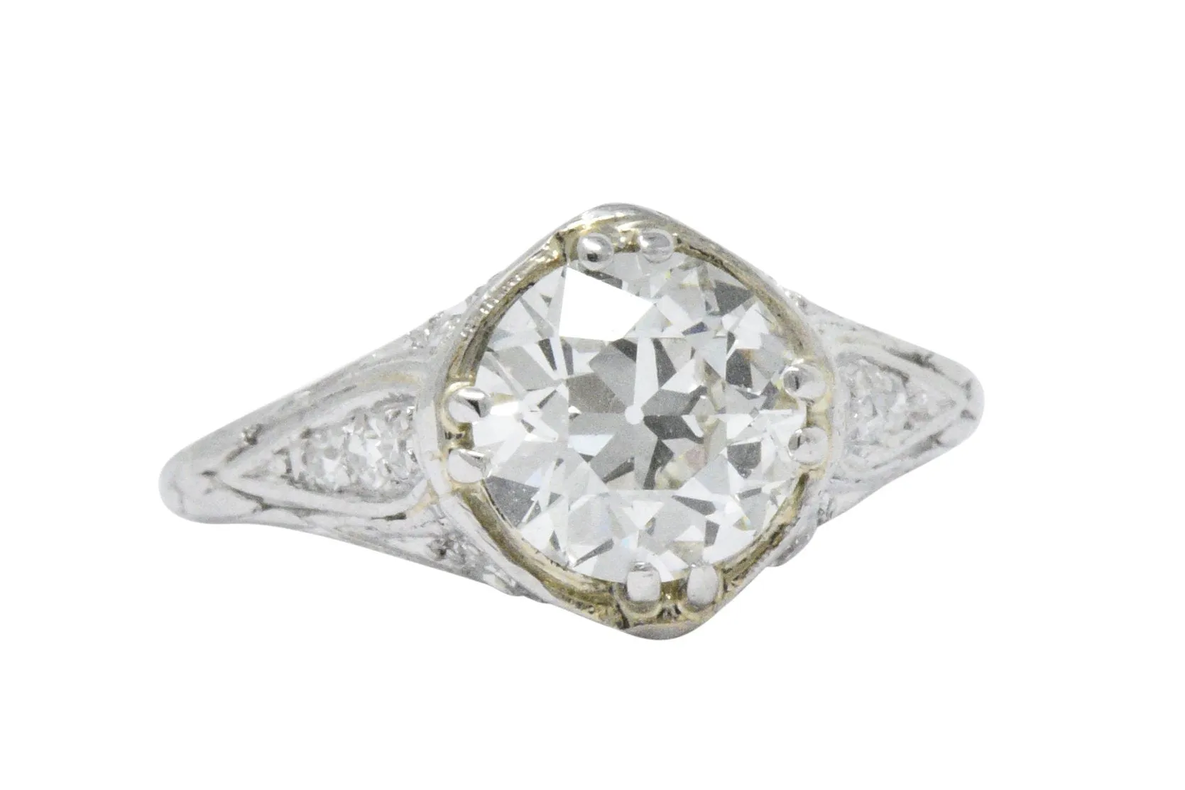 Early Retro 1.76 CTW Old European Diamond Platinum Engagement Ring GIA