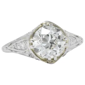 Early Retro 1.76 CTW Old European Diamond Platinum Engagement Ring GIA