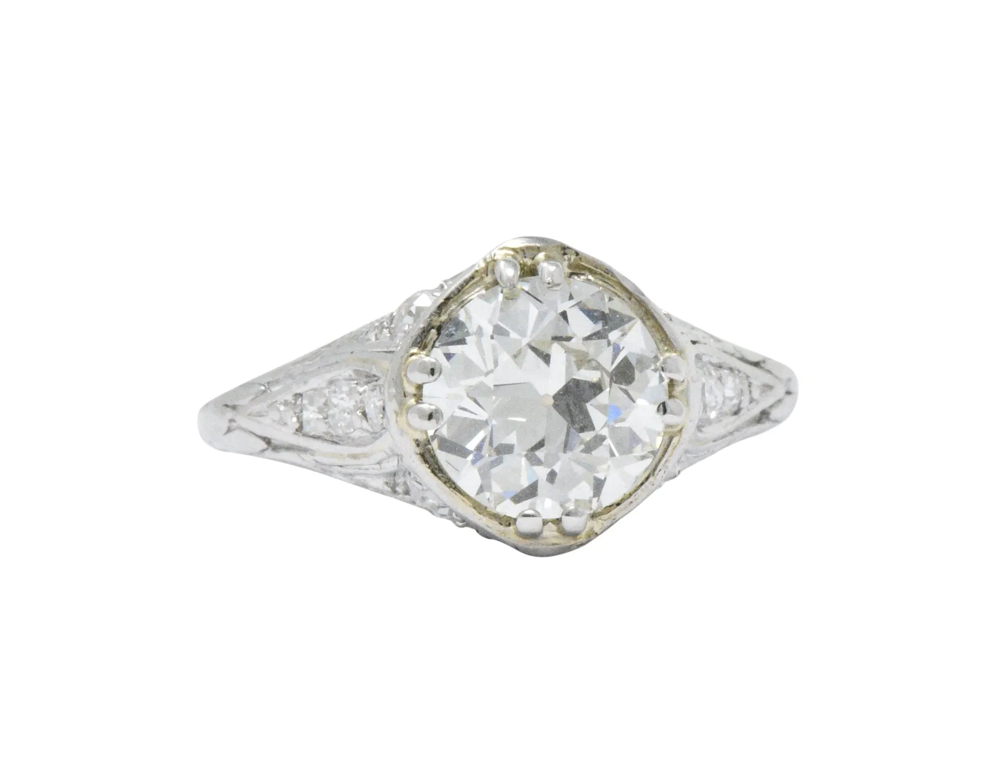 Early Retro 1.76 CTW Old European Diamond Platinum Engagement Ring GIA