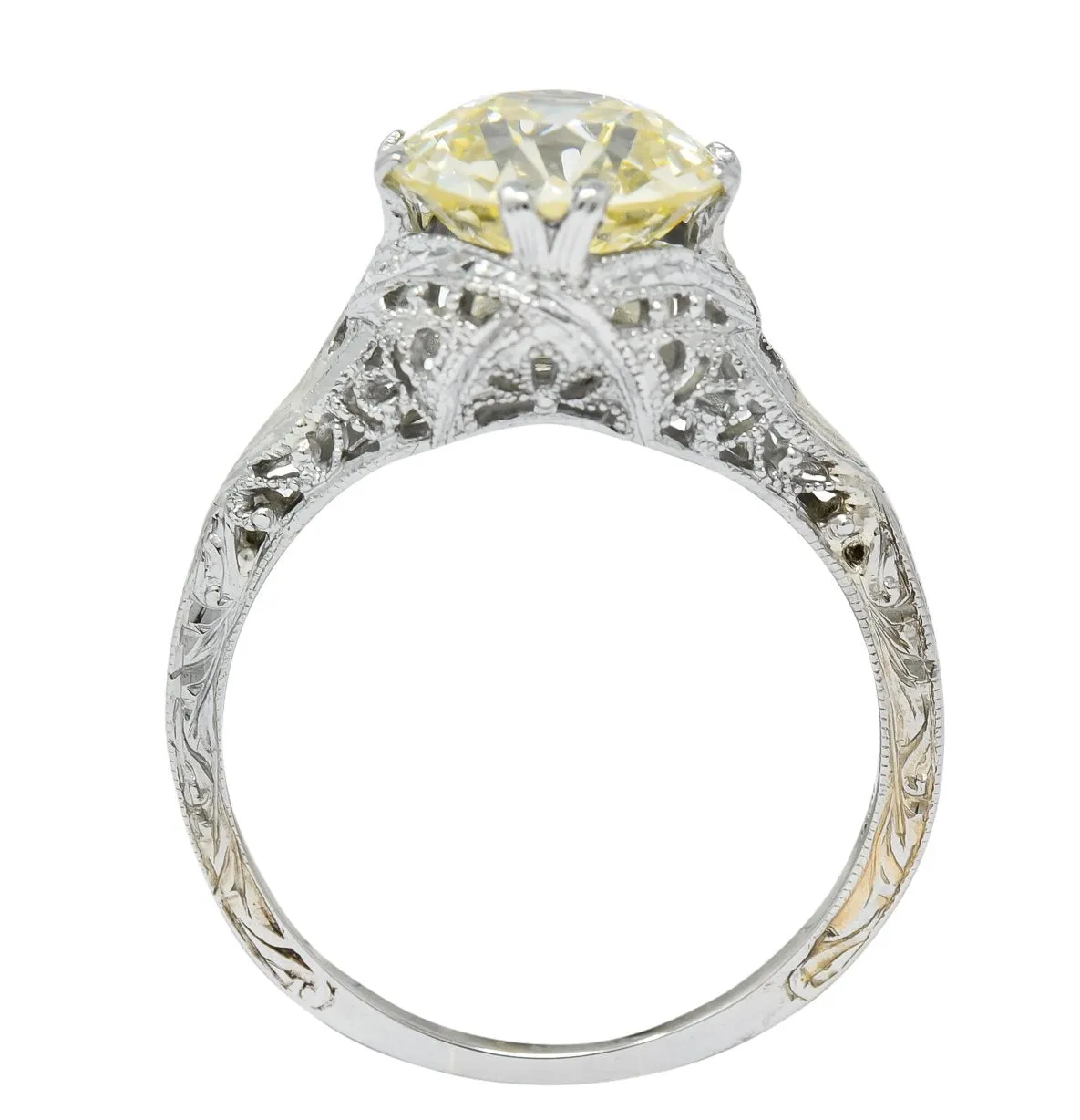 Edwardian 3.01 CTW Diamond 18 Karat White Gold Solitaire Engagement Ring GIA