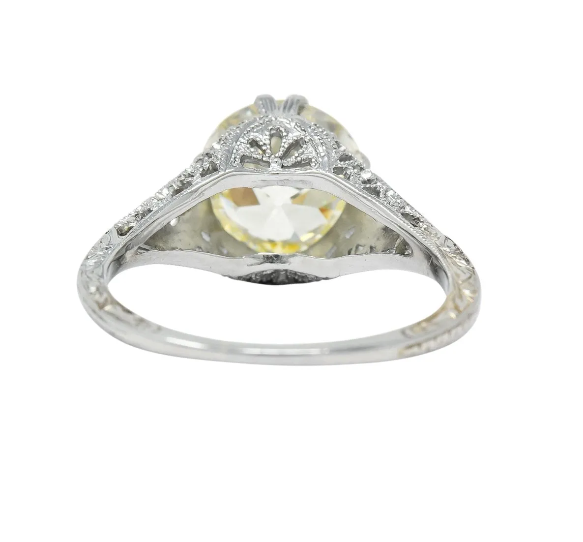 Edwardian 3.01 CTW Diamond 18 Karat White Gold Solitaire Engagement Ring GIA