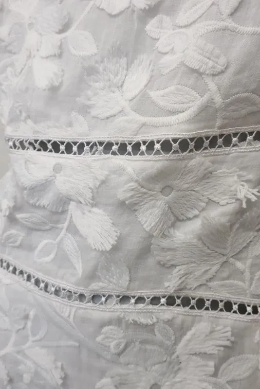 Elie Tahari Dress Adina White Floral Applique & Lace Size 12 Short Sleeve NEW