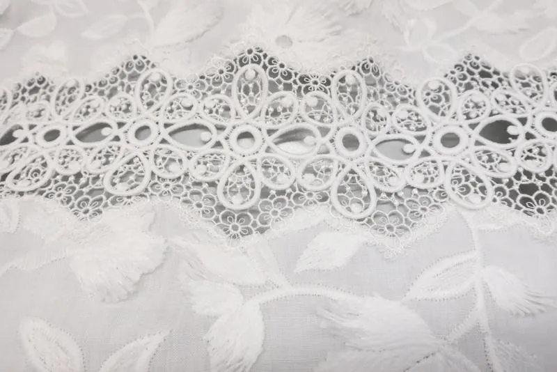 Elie Tahari Dress Adina White Floral Applique & Lace Size 12 Short Sleeve NEW