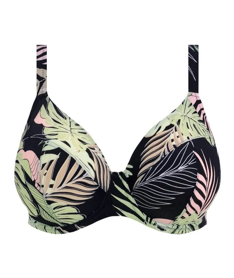 Elomi Swim Tropical Retreat Underwired Plunge Bikini Top - Black