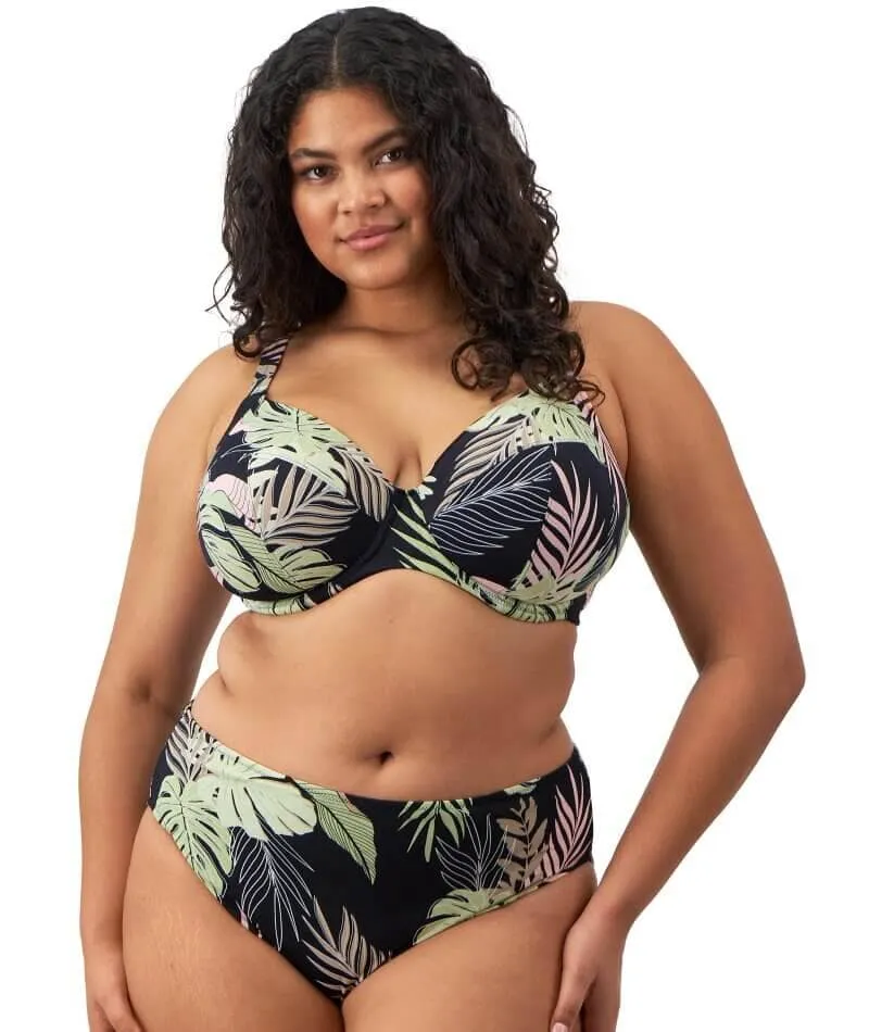 Elomi Swim Tropical Retreat Underwired Plunge Bikini Top - Black