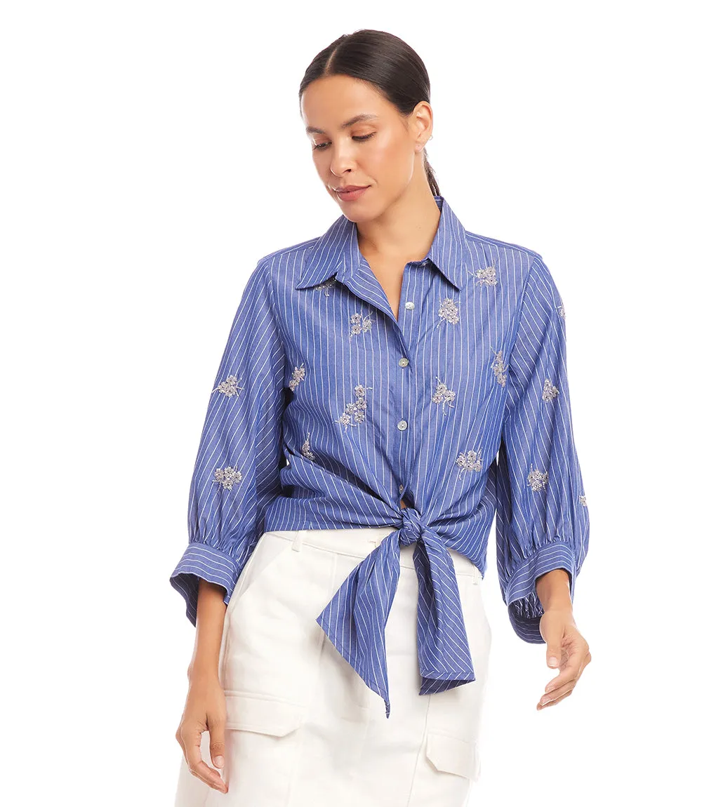 Embellished Tie Front Top