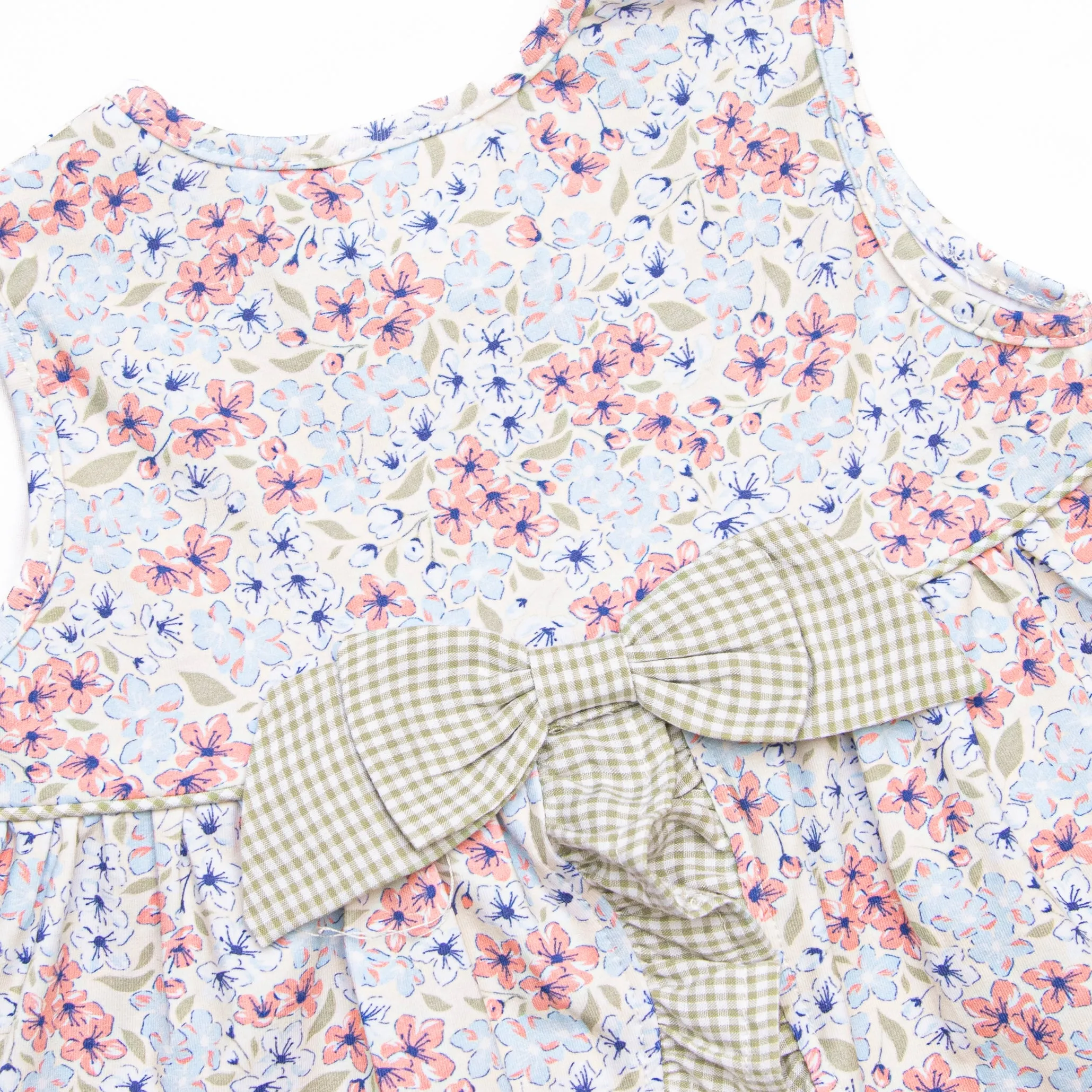 English Garden Gingham Ruffle Short Set, Green