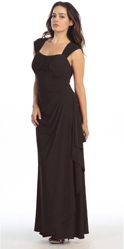 Eureka 2014 Cap Sleeved Side Gathered Floor Length Gown