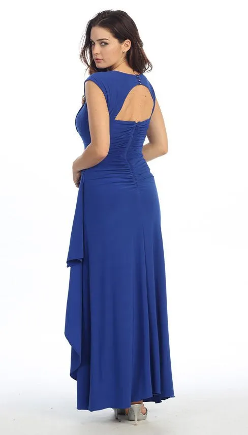 Eureka 2014 Cap Sleeved Side Gathered Floor Length Gown