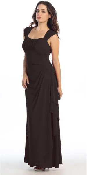 Eureka 2014 Cap Sleeved Side Gathered Floor Length Gown