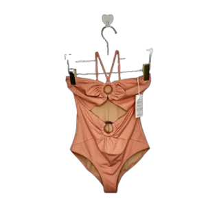 evarae Pink Elio Cutout Embellished Stretch Halterneck Swimsuit UK S