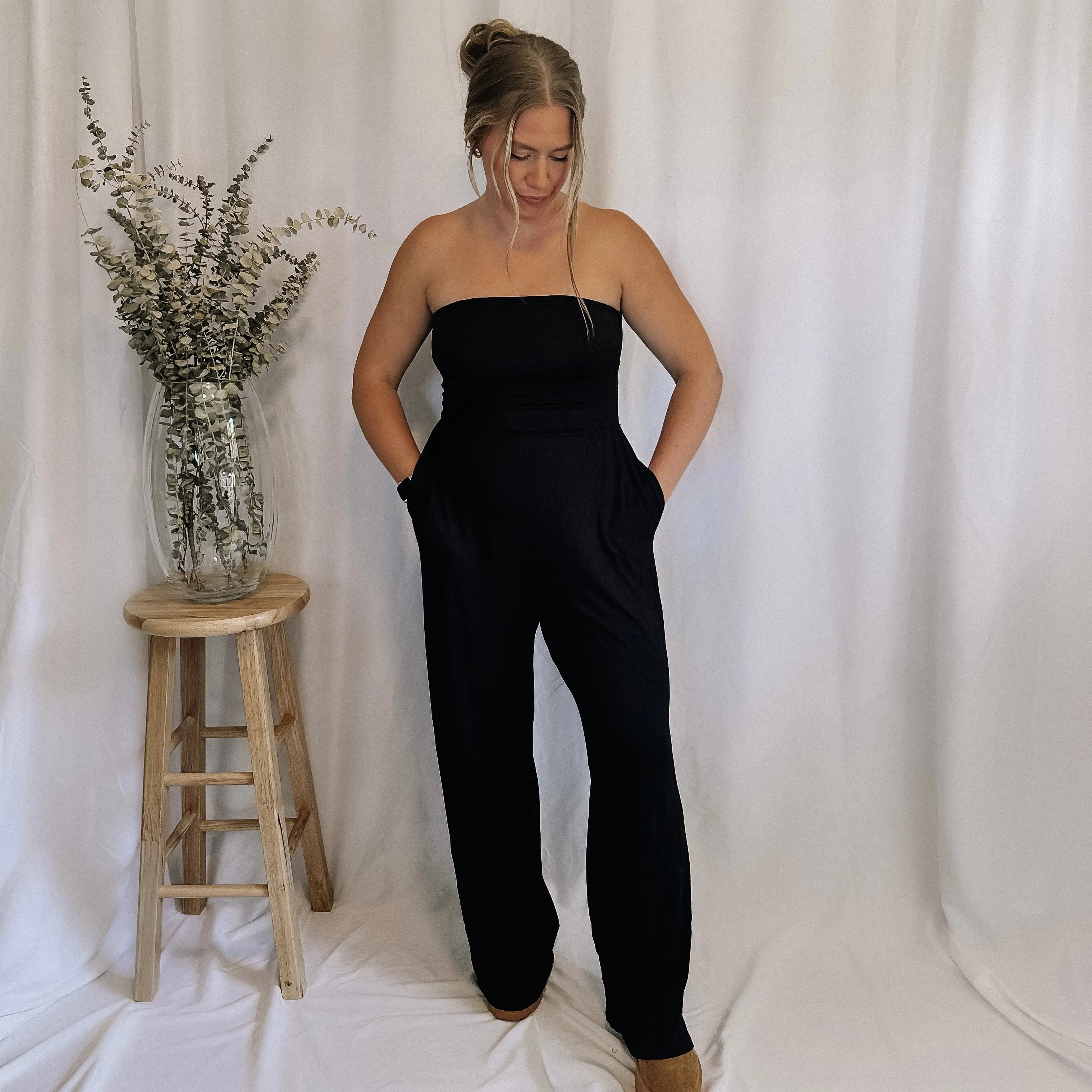 Extra Credit Strapless Jumpsuit