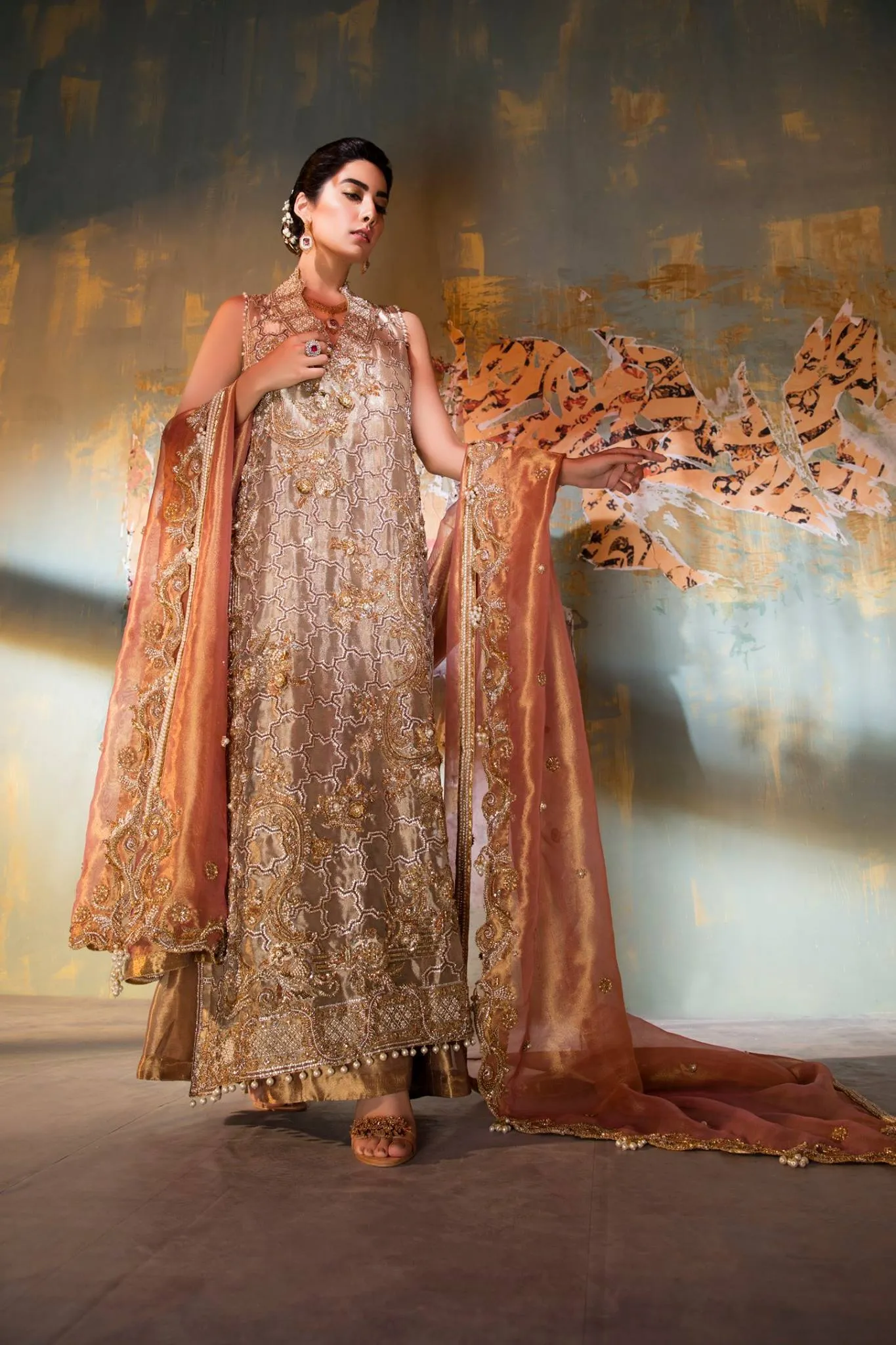 Fancy Pakistani Peach Reception Lehenga # B1997