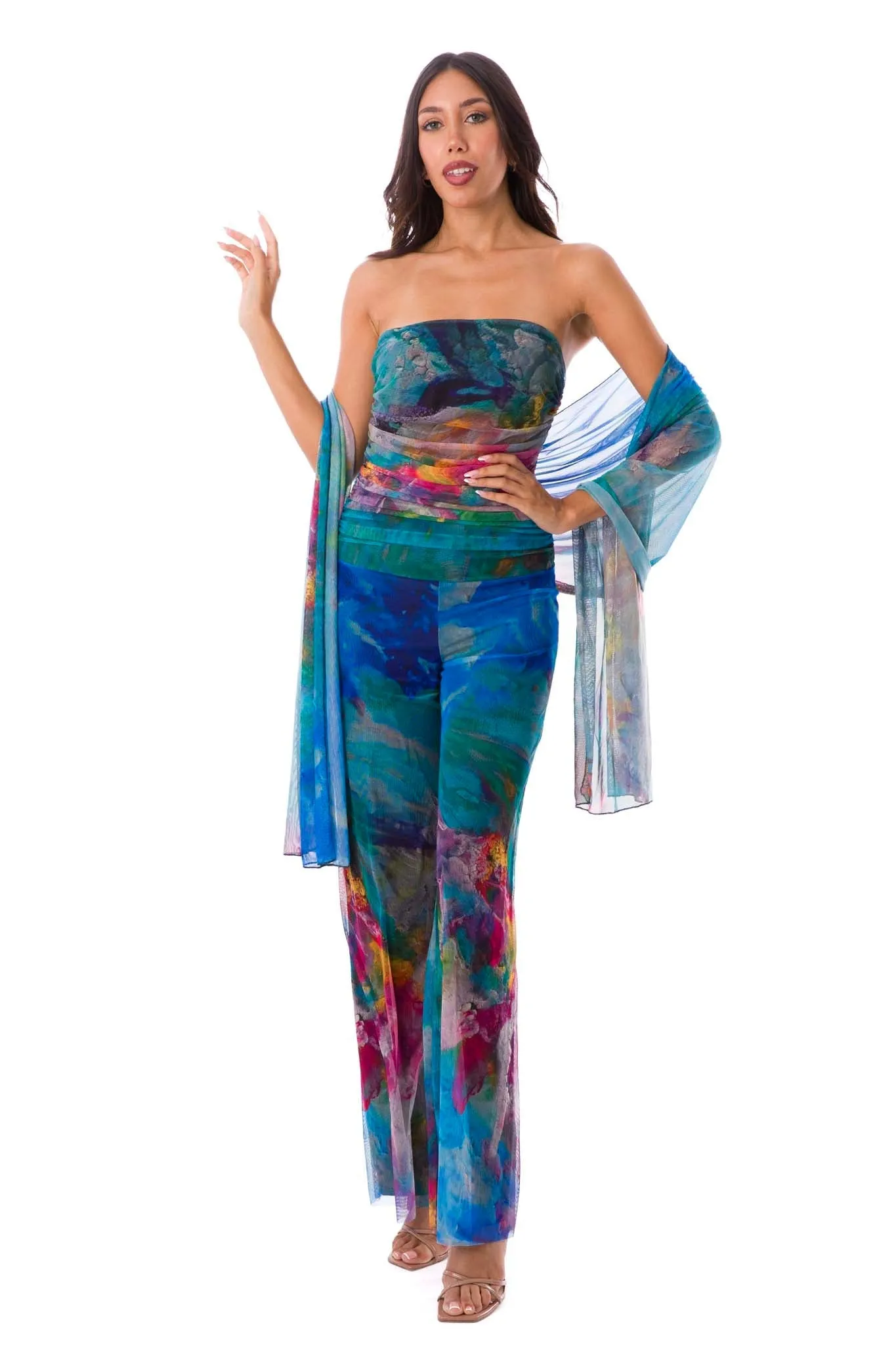 FANTASIA Strapless Ruched Bodice Jumpsuit