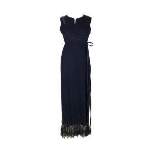 Fendi Denim Rhinestone Fringe Dress