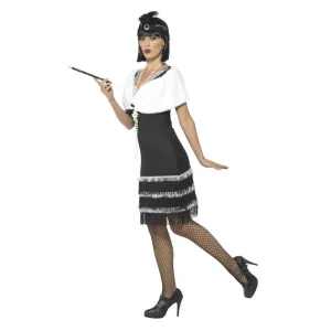 Flapper Costume, Black & Fur Stole