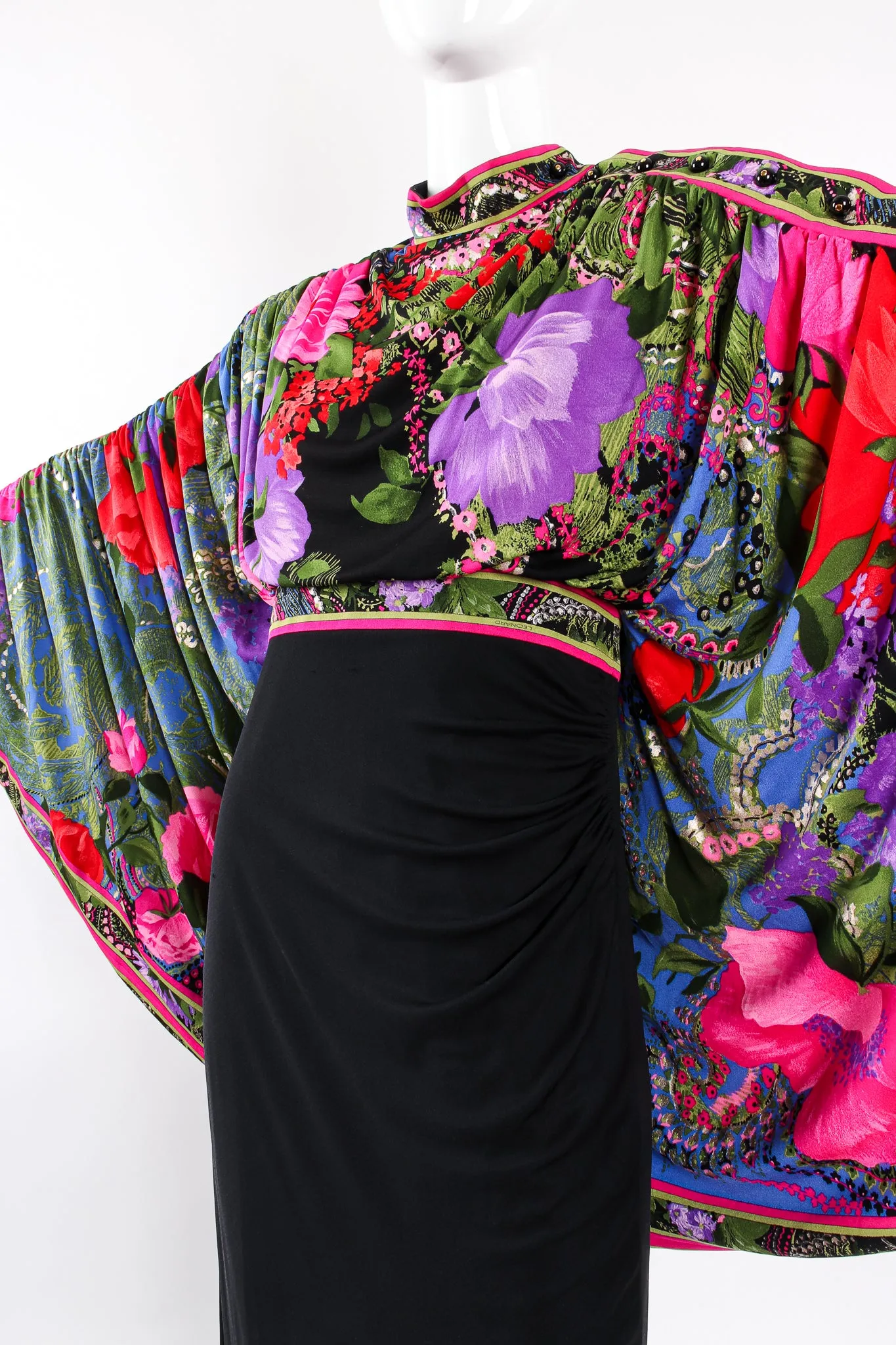 Floral Batwing Cape Gown