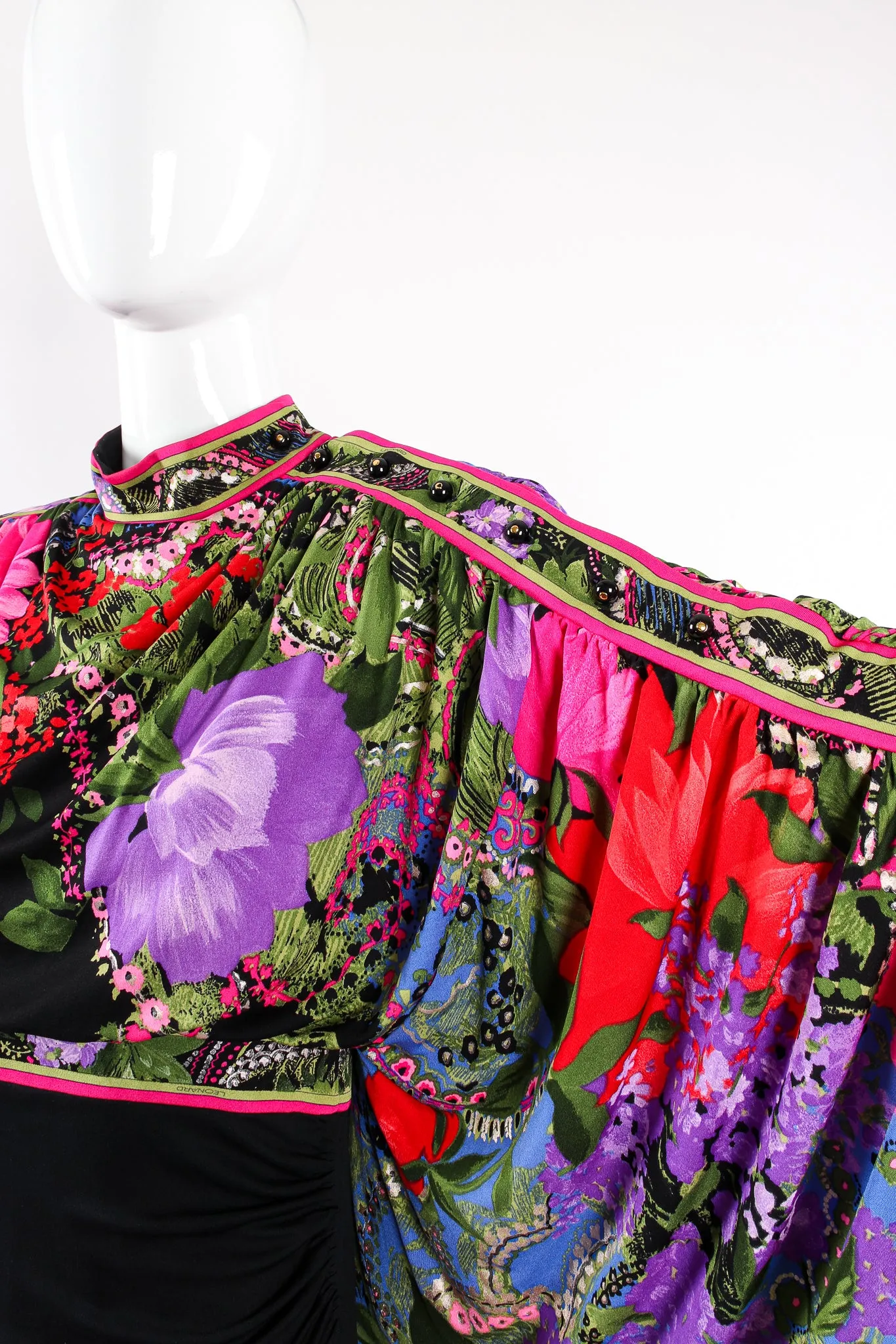 Floral Batwing Cape Gown