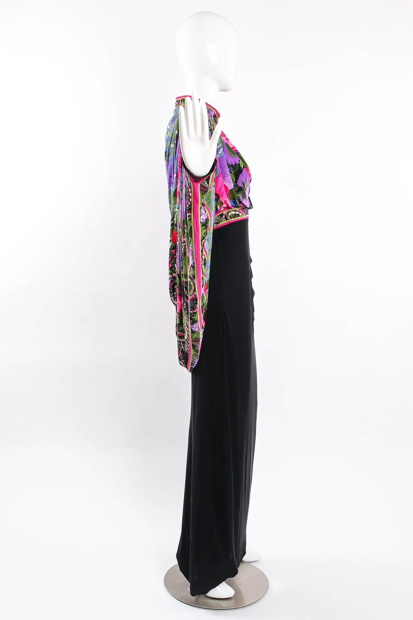 Floral Batwing Cape Gown