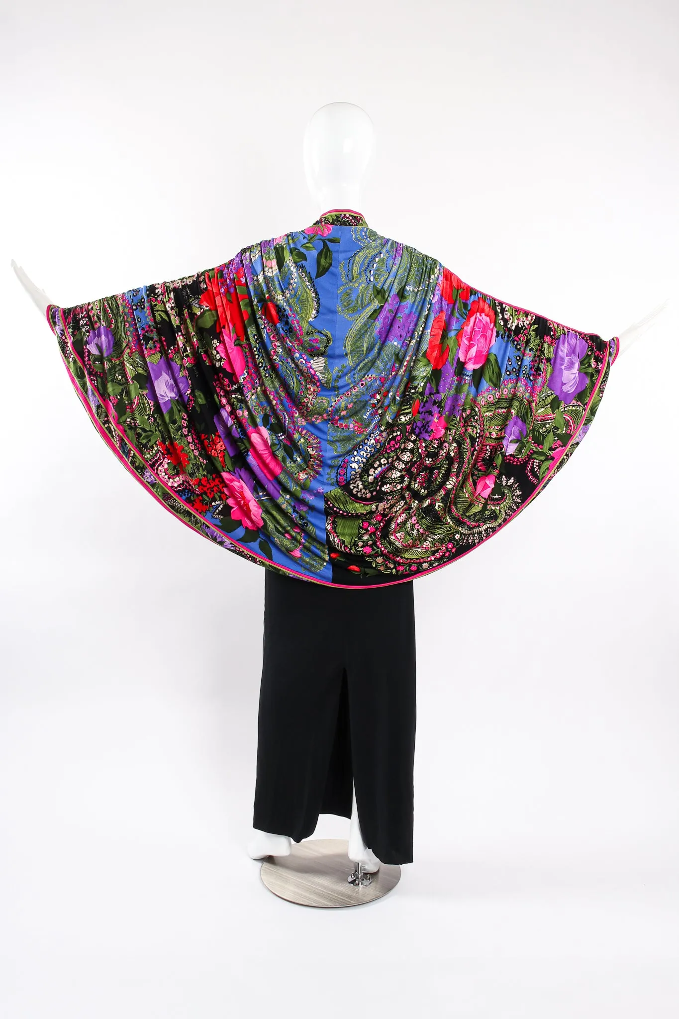 Floral Batwing Cape Gown