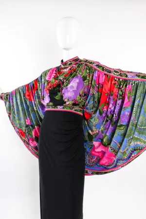 Floral Batwing Cape Gown