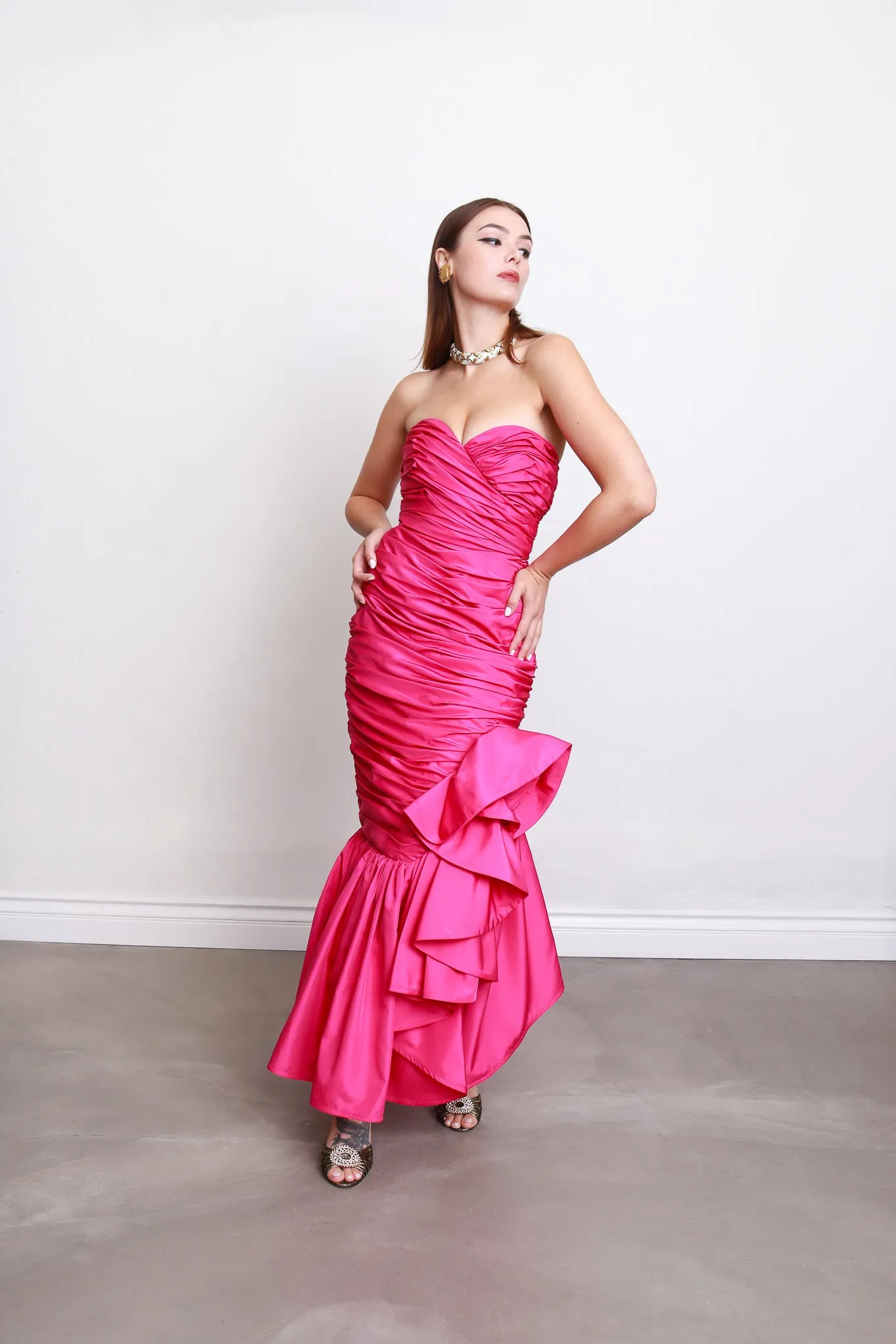 Flower Ruched Mermaid Gown