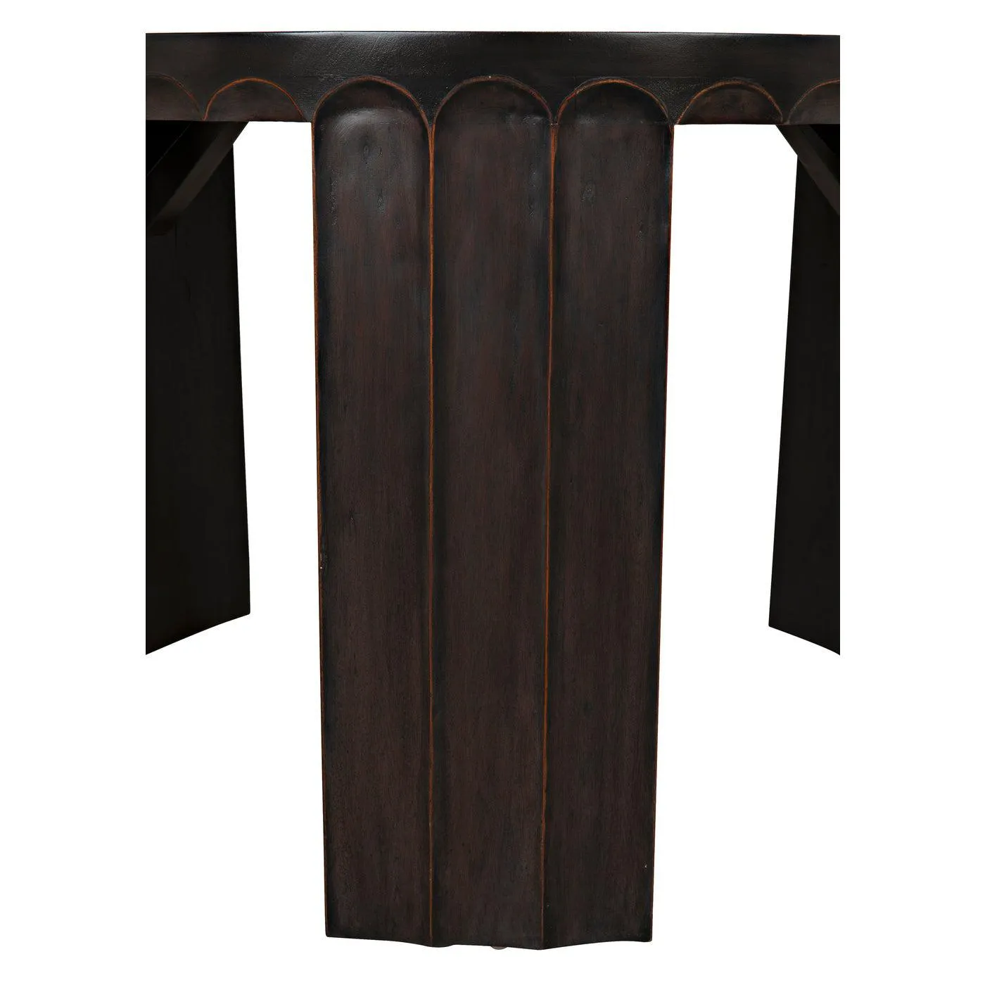 Fluted Side Table, Pale with Light Brown Trim
