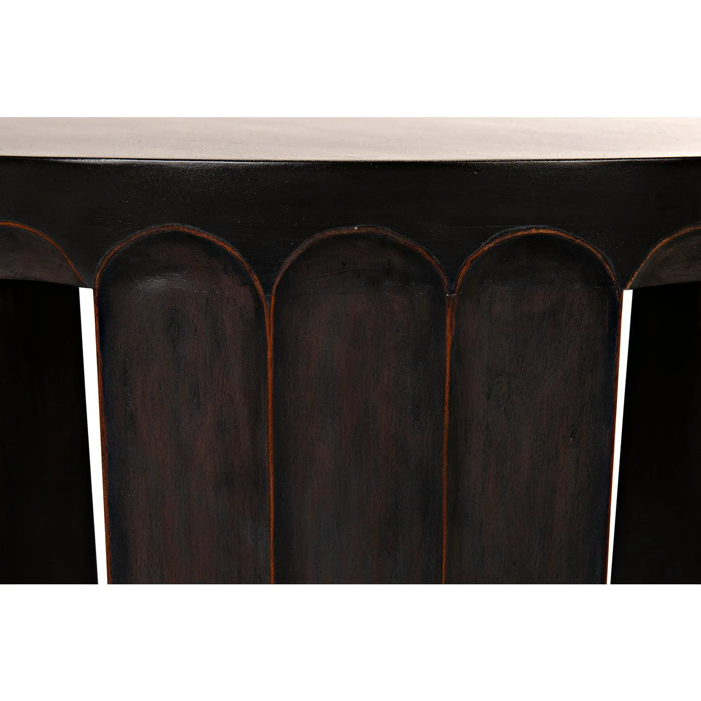 Fluted Side Table, Pale with Light Brown Trim