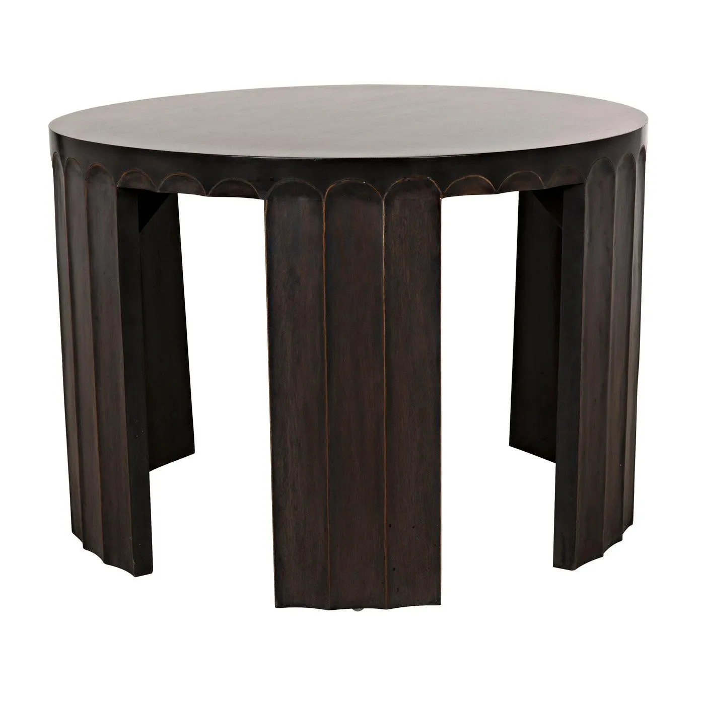 Fluted Side Table, Pale with Light Brown Trim