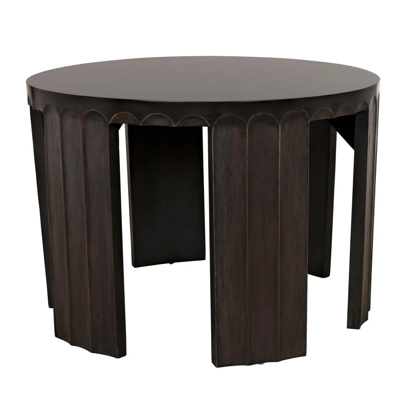 Fluted Side Table, Pale with Light Brown Trim