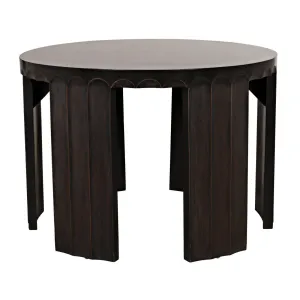 Fluted Side Table, Pale with Light Brown Trim