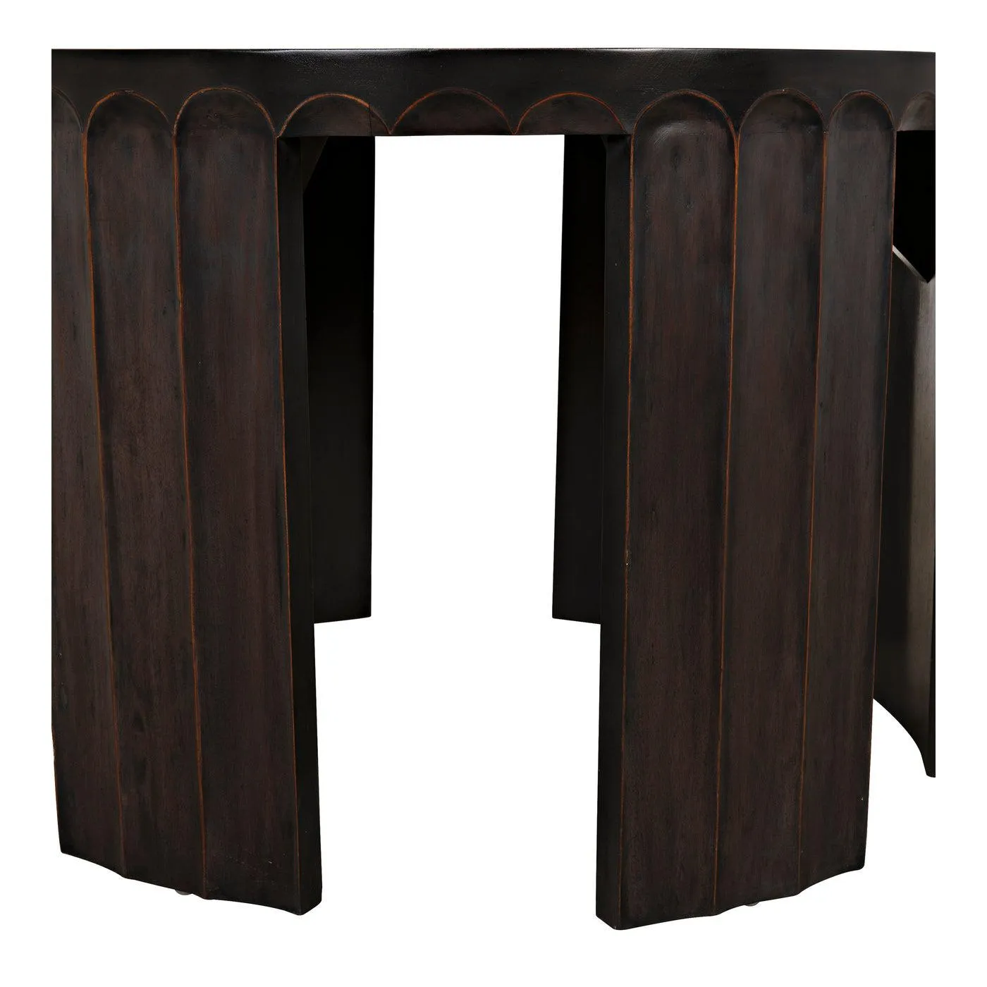 Fluted Side Table, Pale with Light Brown Trim