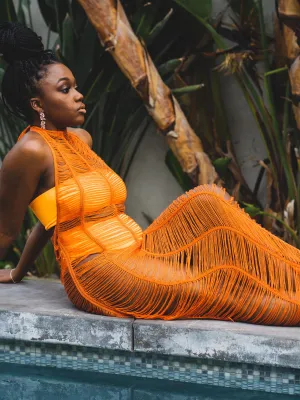 Fringe Me Crazy Dress - Orange
