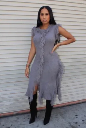 Fringe On Me Sweater Dress