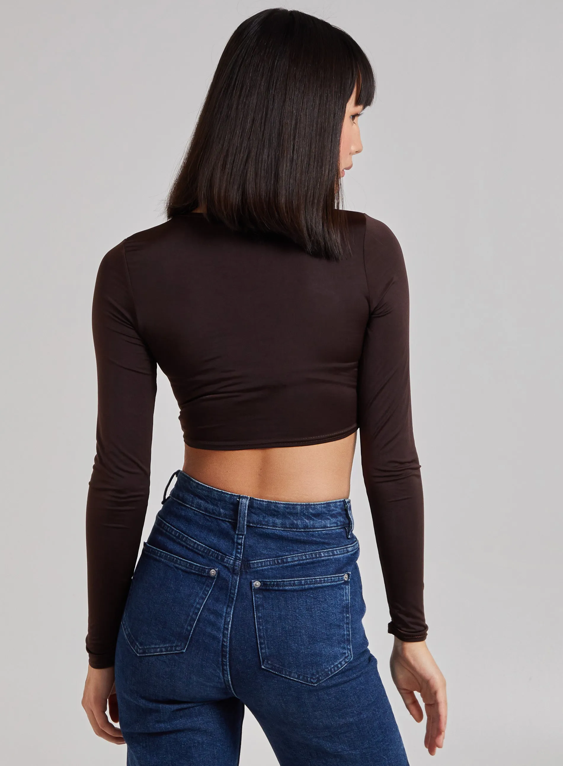 Gathered Cut Out Long Sleeve Top