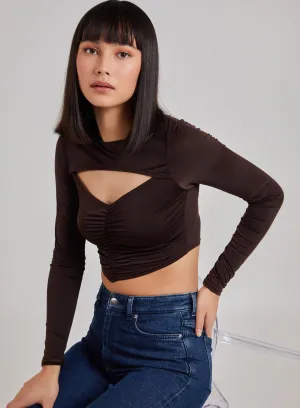 Gathered Cut Out Long Sleeve Top