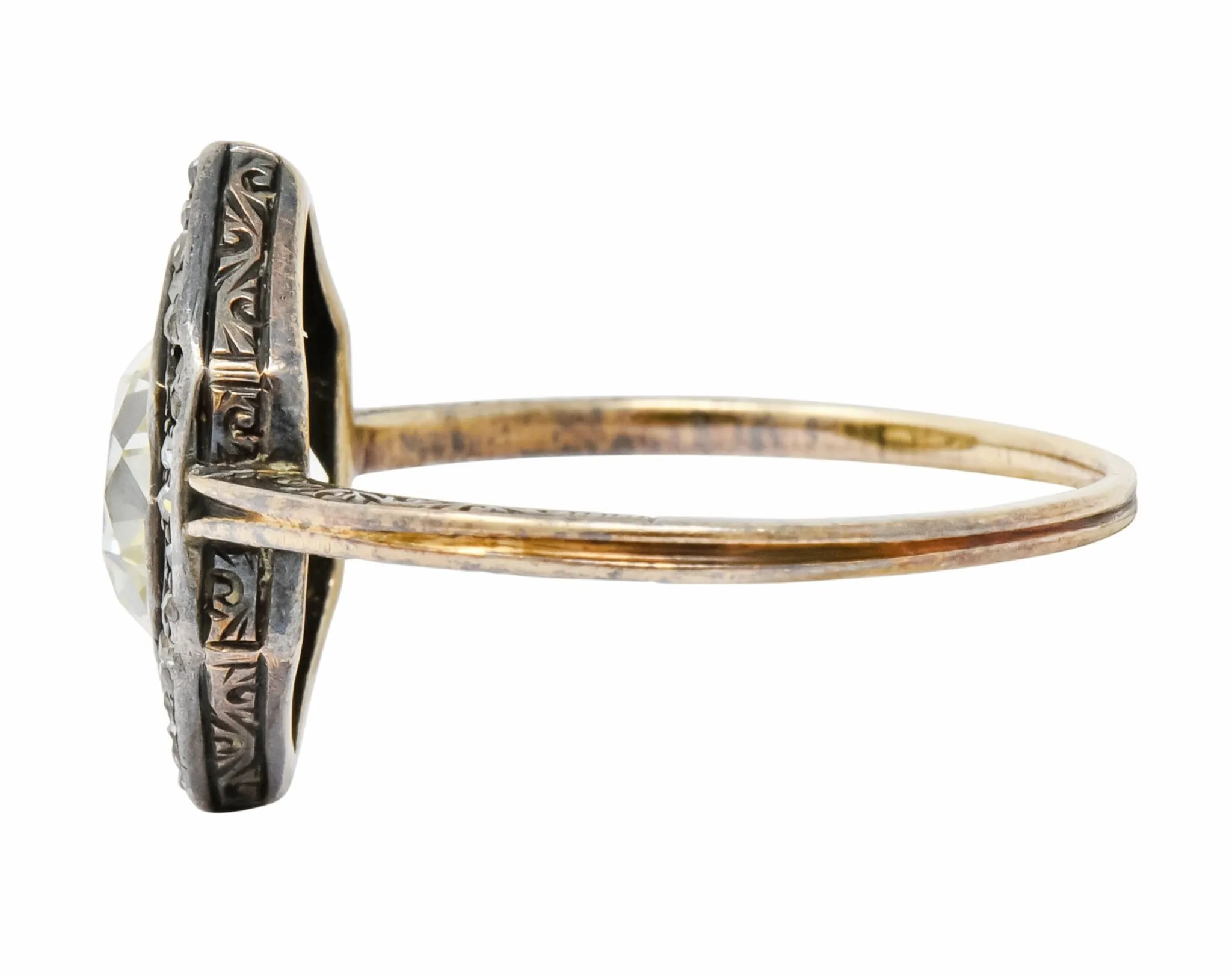 Georgian 2.00 CTW Diamond Silver-Topped 14 Karat Gold Engagement Ring Circa 1800's