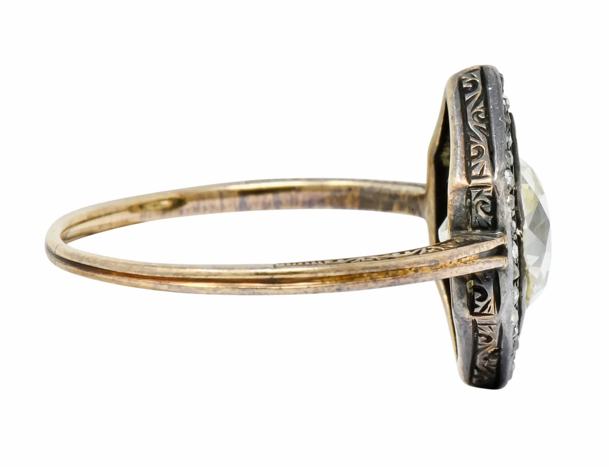 Georgian 2.00 CTW Diamond Silver-Topped 14 Karat Gold Engagement Ring Circa 1800's