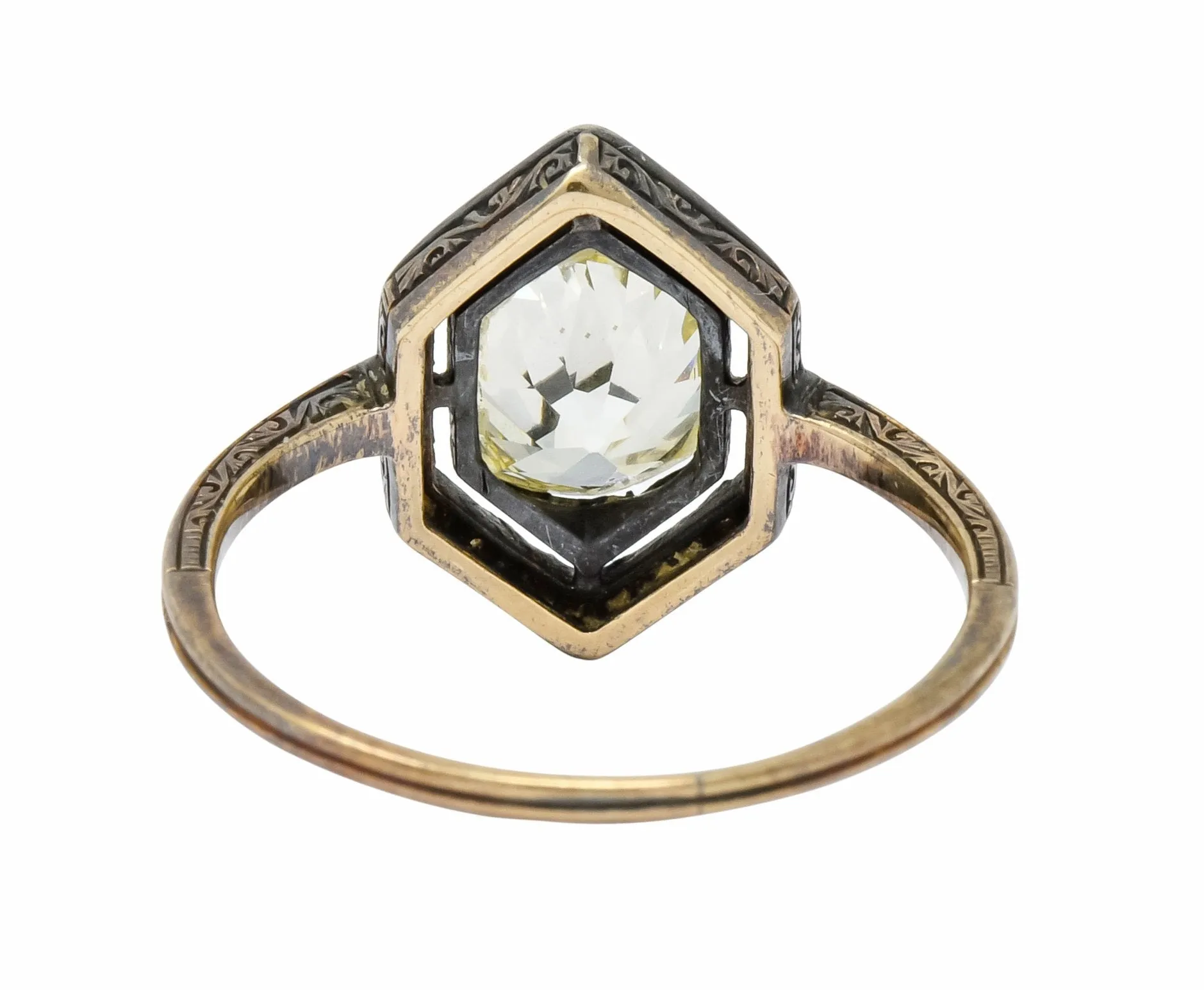 Georgian 2.00 CTW Diamond Silver-Topped 14 Karat Gold Engagement Ring Circa 1800's