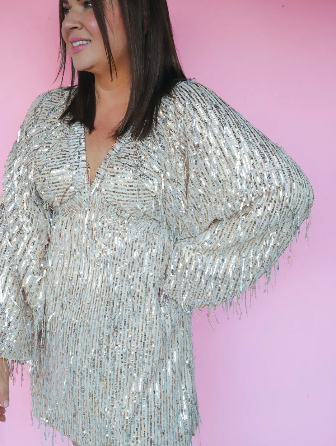 Gigi Gold Fringe Sequin Dress