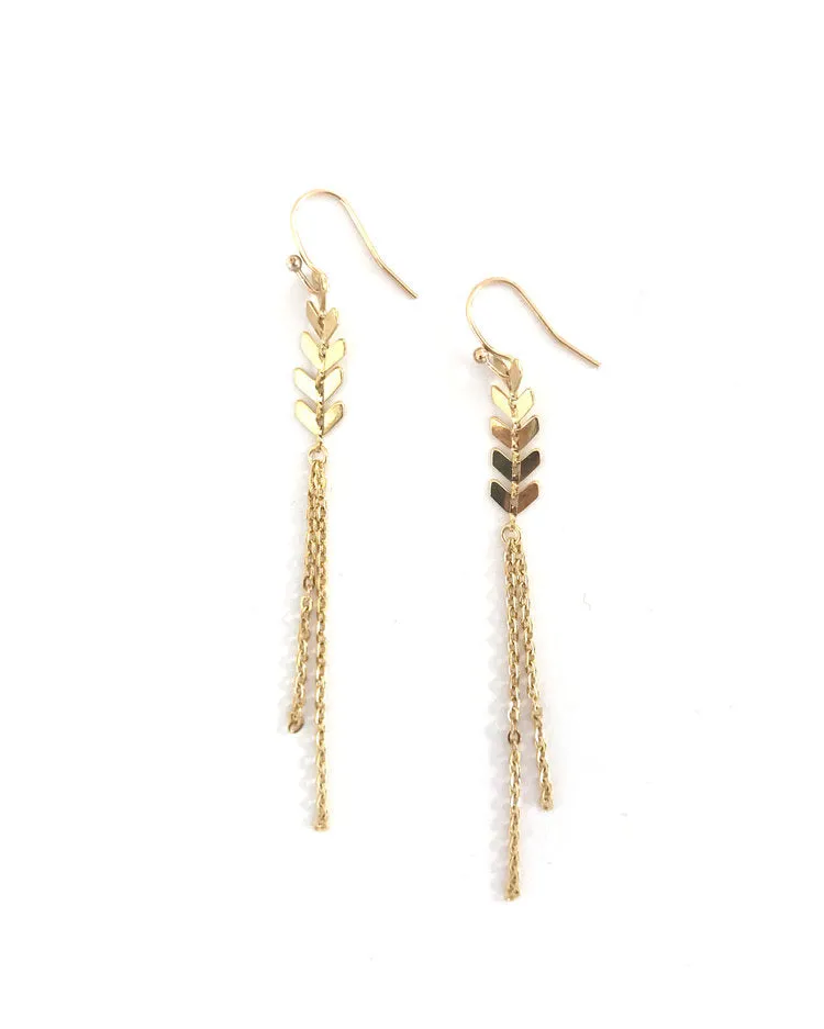 Gold Chevron Chain Earrings