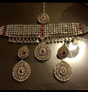 Gold Plated Kundan Choker Set #J4214
